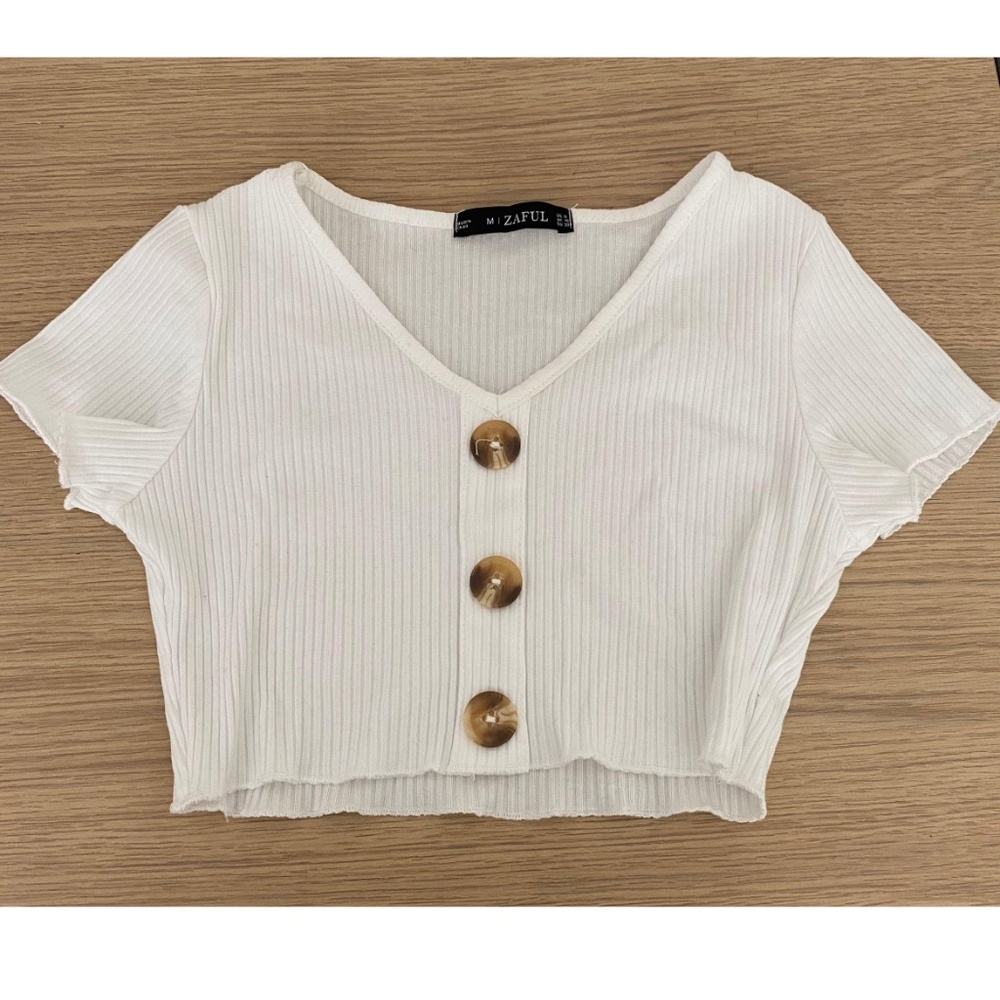 White Button Down Crop Top